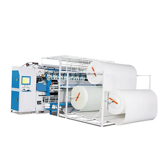 Máquina de quilting para lençóis com múltiplas agulhas Looper com enrolamento e corte